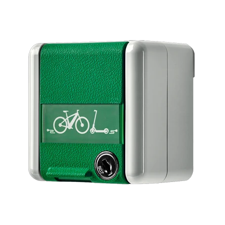 SCHUKO® socket, with e-bike charging symbol, with inscription field, with safety lockgreen