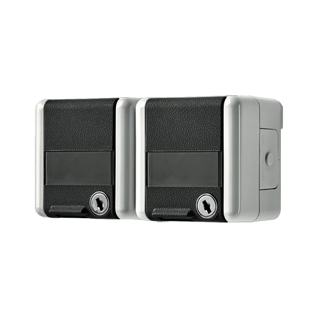 2-gang SCHUKO® socket, wired, with inscription field, with safety lock