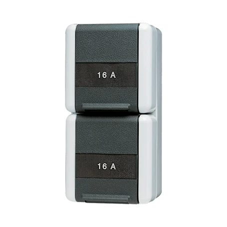 2-gang SCHUKO® socket, wired, with inscription field