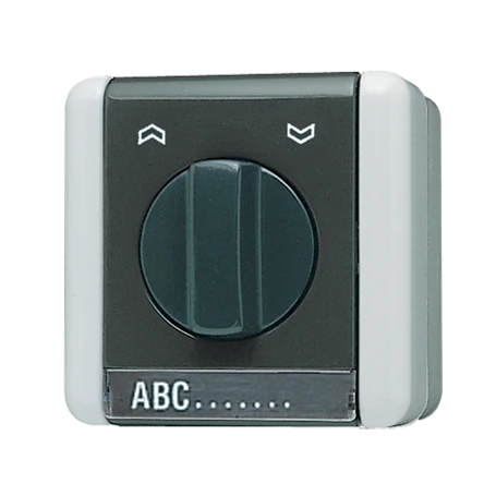 Rotary blind switch insert, 2-pole (2 motors), 10 AX 250 V ~, with inscription field, IP 44, WG 800