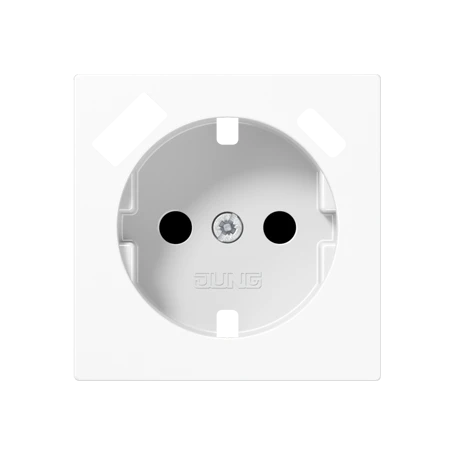 Zentralplatte für SCHUKO®-Steckdoseneinsatz mit USB-Ladegerät, Safety Plus, Thermoplast, alpinweiß