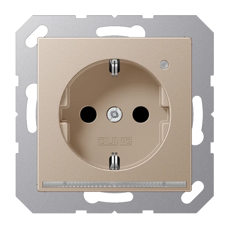 SCHUKO® socket with LED floor pilot light, Safety Plus, thermoplastic lacquered, champagne