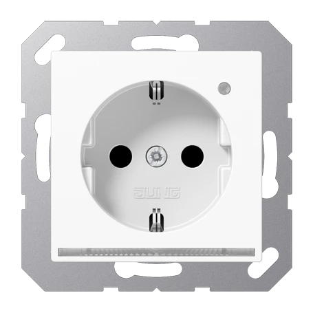 SCHUKO® socket with LED floor pilot light, Safety Plus, thermoplastic, white