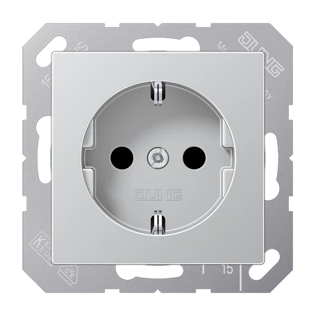 SCHUKO®-Steckdose, Duroplast lackiert, aluminium