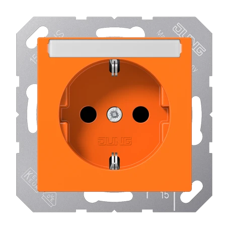 Enchufe SCHUKO®, Safety Plus, con regleta de inscripción, termoplástico, naranja