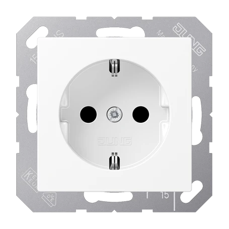 SCHUKO®-Steckdose, Thermoplast lackiert, schneeweiß matt