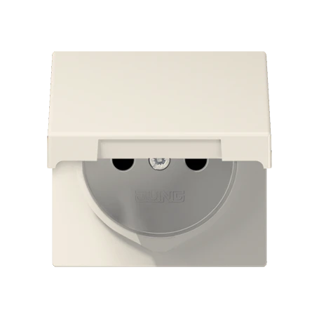 Afdekking voor contactdoos basiselement, Frans/Belgisch systeem, Safety Plus, duroplast, wit
