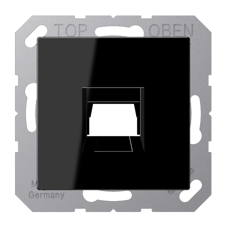 Afdekking (klikbevestiging) voor modular jack, 1-voudig, EMT, AMP, MTRJ, zwart