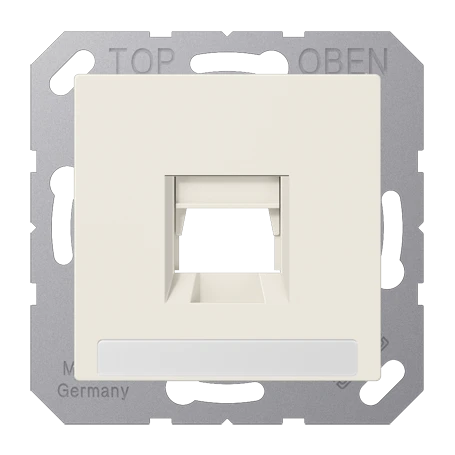 Placa central (fixação por encaixe) para conectores RJ, 1x, UMA-CAT6A, RADIALL, Panduit, Assmann, marfim