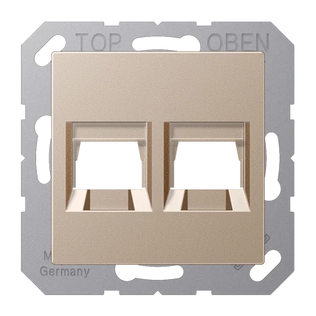 Abdeckung (gerastet) für Modular-Jack-Steckbuchsen, 2fach, UMA-CAT6A, RADIALL, Panduit, Assmann, champagner