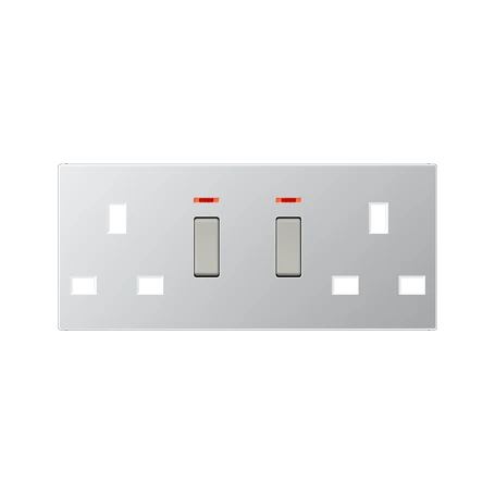 Centre plate for socket insert BS 2172 KO EINS, with pilot light, thermoplastic lacquered, aluminium