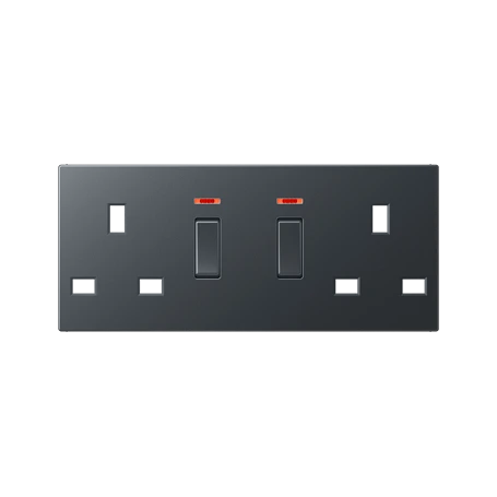 Centre plate for socket insert BS 2172 KO EINS, with pilot light, thermoplastic lacquered, matt anthracite