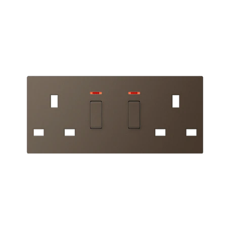 Centre plate for socket insert BS 2172 KO EINS, with pilot light, thermoplastic lacquered, mocha