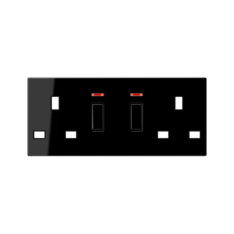 Centre plate for socket insert BS 2172 KO EINS, with pilot light, thermoplastic, black
