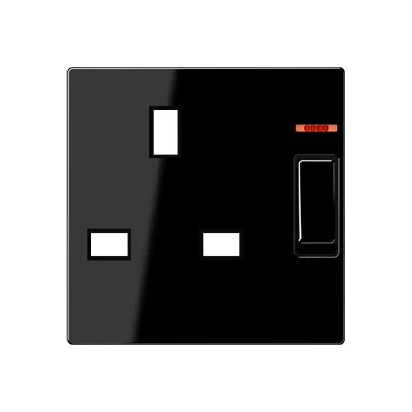 Centre plate for socket insert BS 2171 KO EINS and 3171 KO EINS, with pilot light, thermoplastic, black