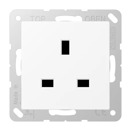 Enchufe, British Standard, blanco alpino mate