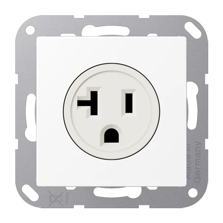 Socket, US NEMA system, screw terminals, thermoplastic lacquered, matt snow white