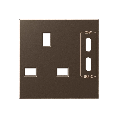 Centre plate for socket insert 521 G-CC20, thermoplastic lacquered, mocha