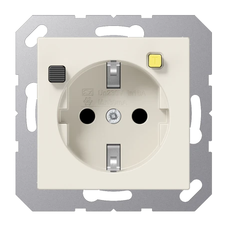 SCHUKO® socket with RCD (residual current device), ivory