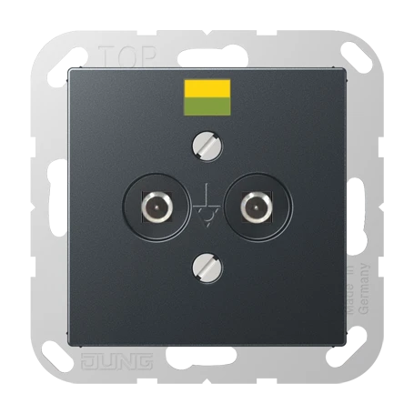 Potential equalisation socket, screw terminals, thermoplastic lacquered, matt anthracite