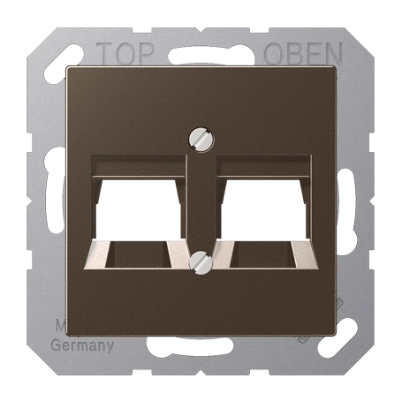 Afdekking (schroefbevestiging) voor modular jack, 2-voudig, ITT, mokka