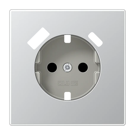 Zentralplatte für SCHUKO®-Steckdoseneinsatz mit USB-Ladegerät, Safety Plus, Aluminium