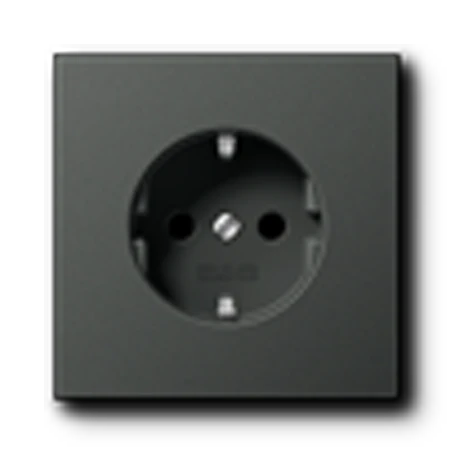 SCHUKO® socket, screw terminals, Safety Plus, aluminium laquered, anthracite