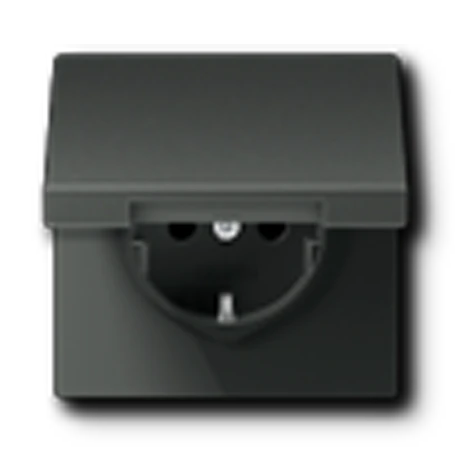 SCHUKO® socket, screw terminals, Safety Plus, aluminium laquered, anthracite
