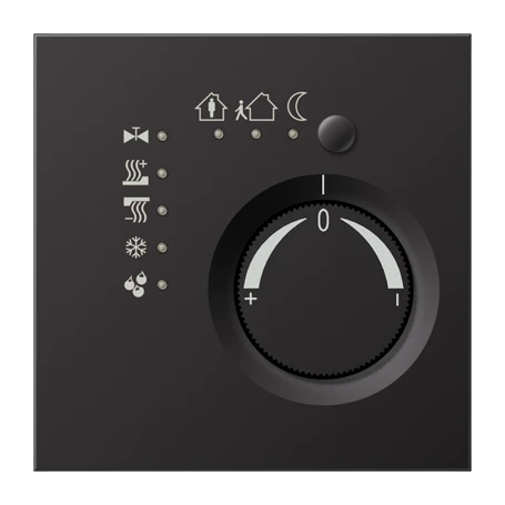 KNX room temperature controller, with integrated push-button interface 4-gang, dark