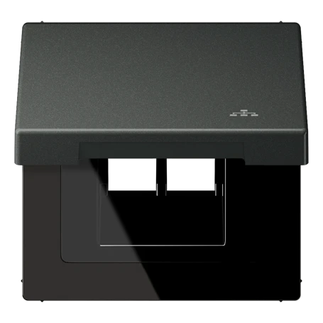 Hinged lid with spring, with symbol "LAN", anthracite