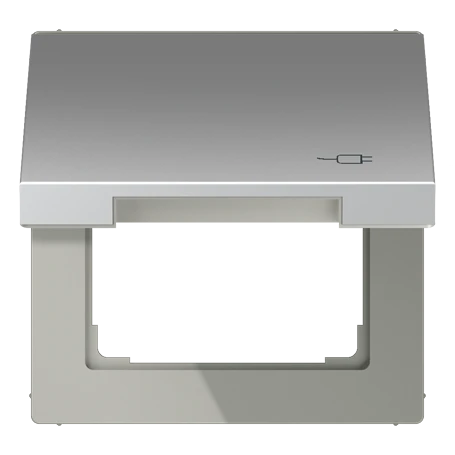 Klapdeksel (met terugstelveer), met symbool "steker", Aluminium