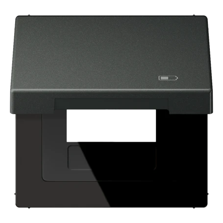 Hinged lid with spring, including centre plate, symbol "charger", anthracite