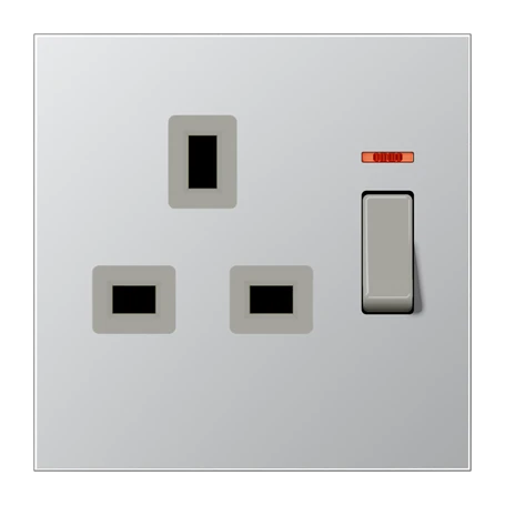 Wandcontactdoos afschakelbaar met controleschakelaar, British Standard, Aluminium