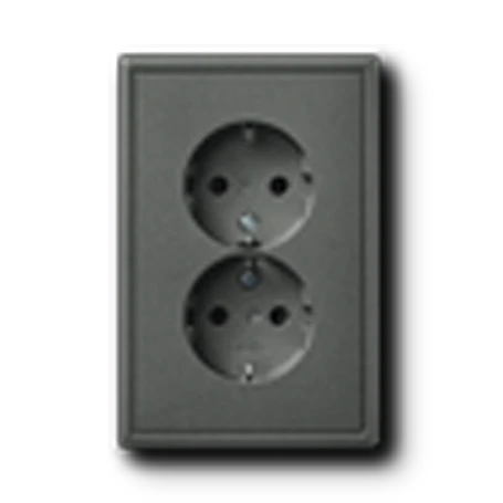 2-voudige wandcontactdoos met randaarde, Safety Plus, duroplast gelakt, Antraciet