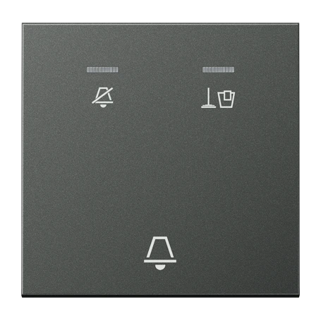 Hotel rocker, corridor unit 1-gang, symbols "Do not disturb", "Make up room" and "bell", with lens, anthracite