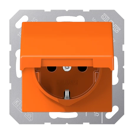 SCHUKO® socket, Safety Plus, thermoplastic, orange
