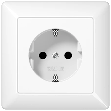 SCHUKO® socket with integrated frame, Safety Plus, duroplastic, white