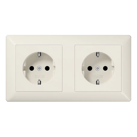 Kabelkanal-SCHUKO®-Steckdose, 2fach, Thermoplast, weiß (ivory)