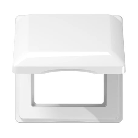 Hinged lid (with spring) with integrated frame, Thermoplastic, white