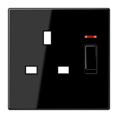 Centre plate for socket insert BS 2171 KO EINS and 3171 KO EINS, with pilot light, thermoplastic, black