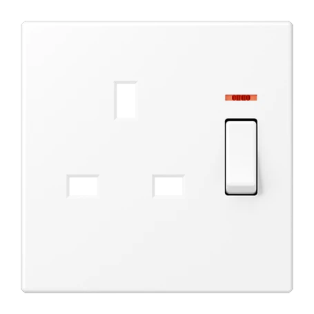 Centre plate for socket insert BS 2171 KO EINS and 3171 KO EINS, with pilot light, thermoplastic lacquered, matt snow white