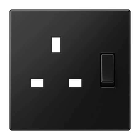 Centre plate for socket insert BS 2171 EINS and 3171 EINS, thermoplastic lacquered, matt graphite black 
