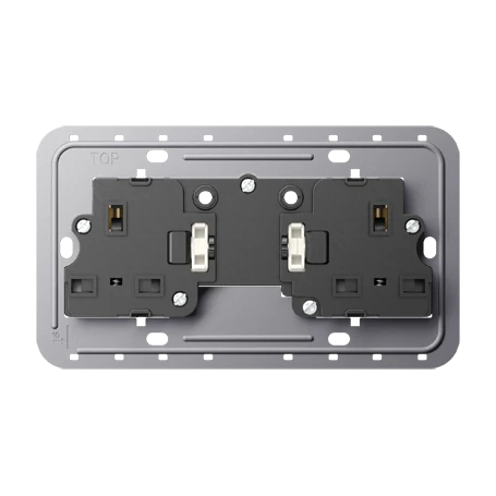 Switched socket insert, 2-gang, British Standard 1363, for rectangular British Standard wall boxes