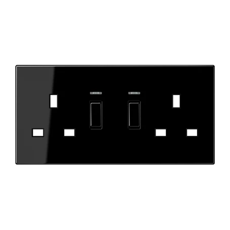 Centre plate for socket insert BS 2172 KO EINS and BS 3172 KO EINS, with pilot light, duroplastic, black