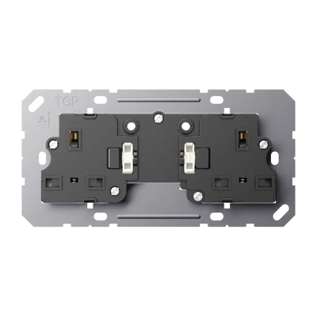 Switched socket insert, 2-gang, British Standard 1363, only for frames LS 982 .., for rectangular British Standard wall boxes