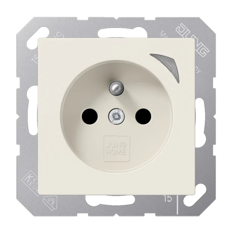 JUNG HOME socket, French/Belgian system, Safety Plus, ivory