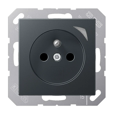 JUNG HOME socket, French/Belgian system, Safety Plus, matt anthracite