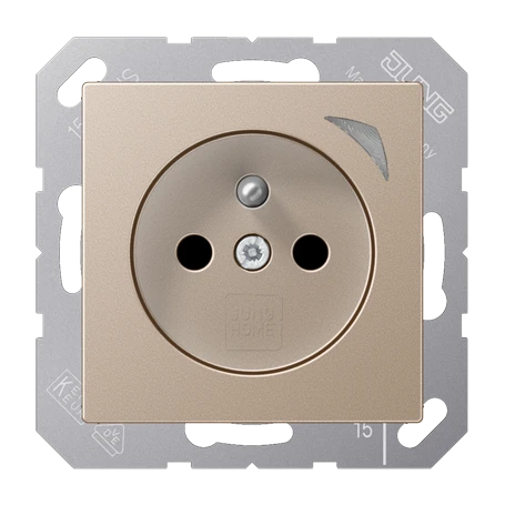 JUNG HOME socket, French/Belgian system, Safety Plus, champagne