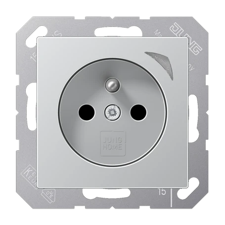 JUNG HOME wandcontactdoos Energy, Frans/Belgisch systeem, Safety Plus, aluminium