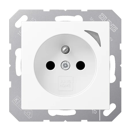 JUNG HOME wandcontactdoos Energy, Frans/Belgisch systeem, Safety Plus, sneeuwwit mat